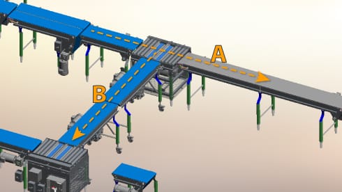 , Transfer between Lines with Pop-up Conveyors