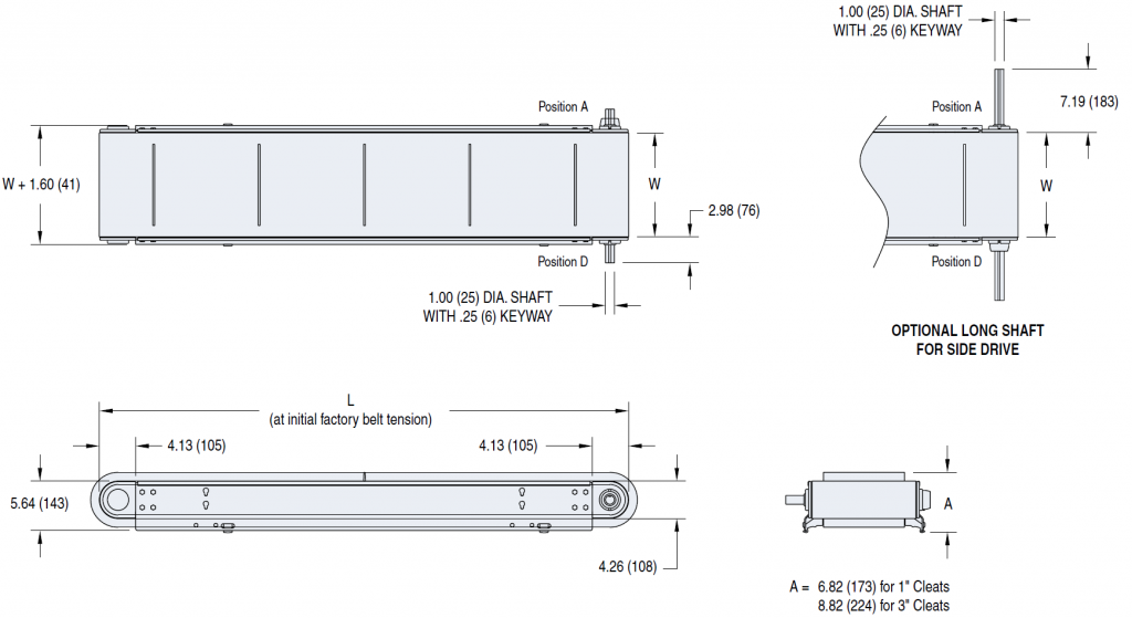 7350 Cleated Belt Chart