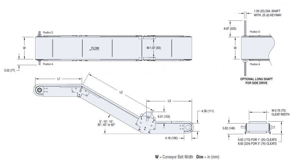 7350 Z Frame Cleated Belt Chart