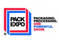 Pack Expo Logo red and blue packaging. processing. one powerful show.
