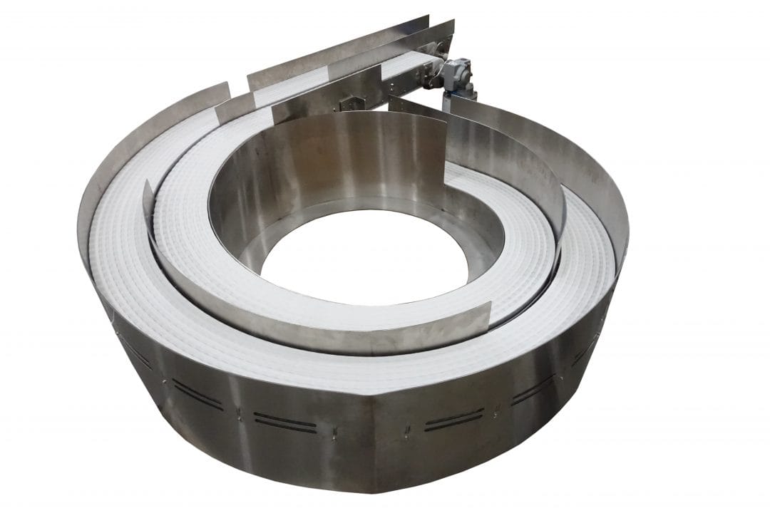 , Sanitary Helix Conveyor Uses AquaGard 7350 Series Chain