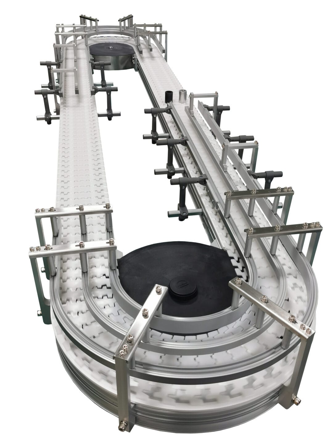 Center Top Guide Provides Lane Control on FlexMove Conveyor Dorner