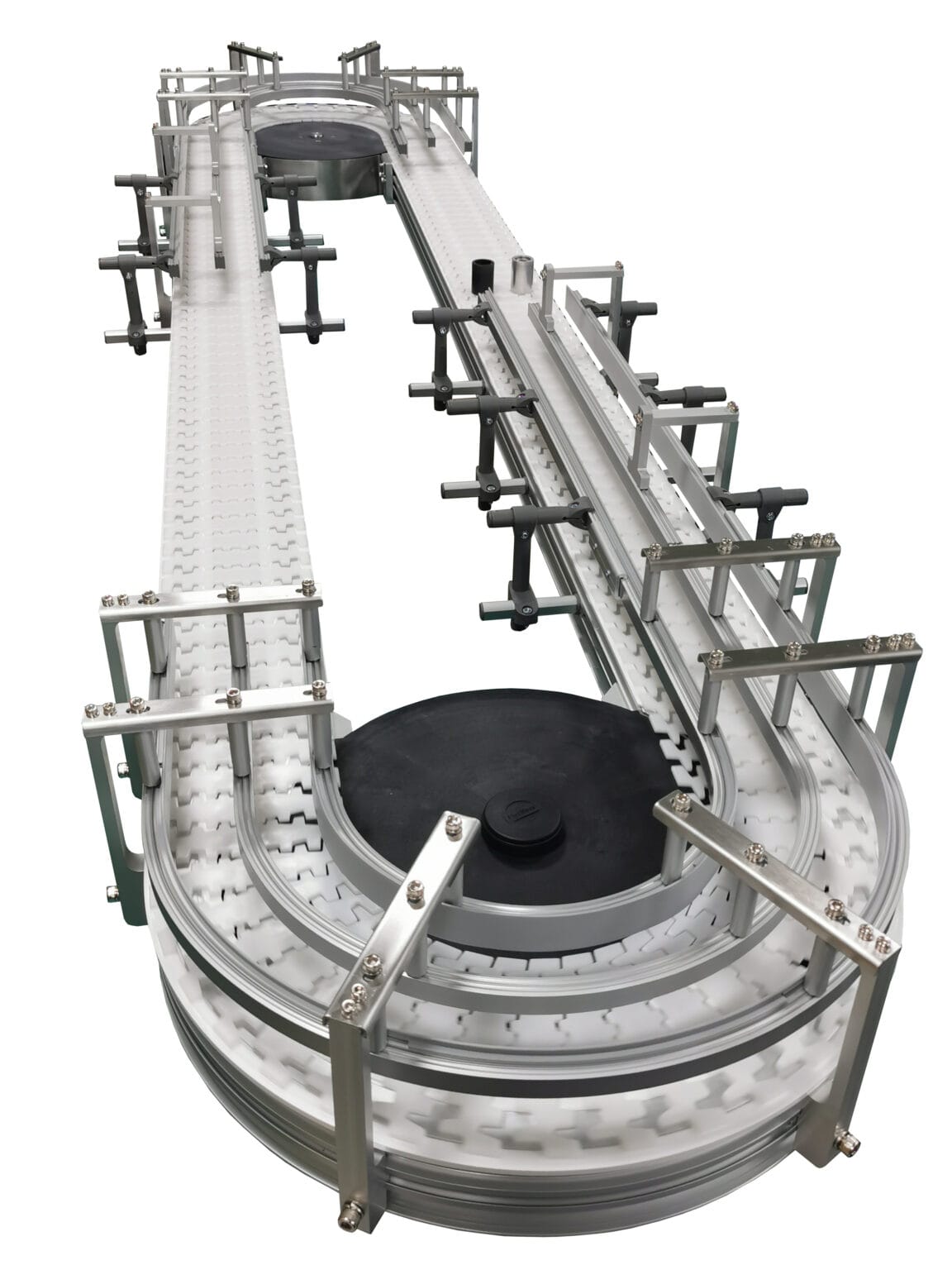 Center Top Guide Provides Lane Control on FlexMove Conveyor Dorner