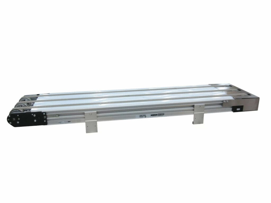 Image of a Dorner 3200 Precision Drive conveyor from the side.