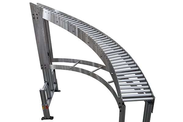 A custom curved gravity conveyor solution from Dorner.