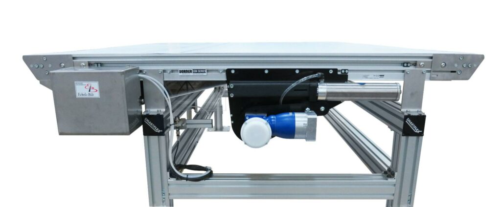 Pneumatic tensioning on a Dorner conveyor. 