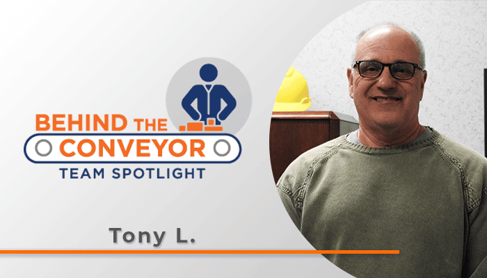 behind the conveyor series banner - tony l