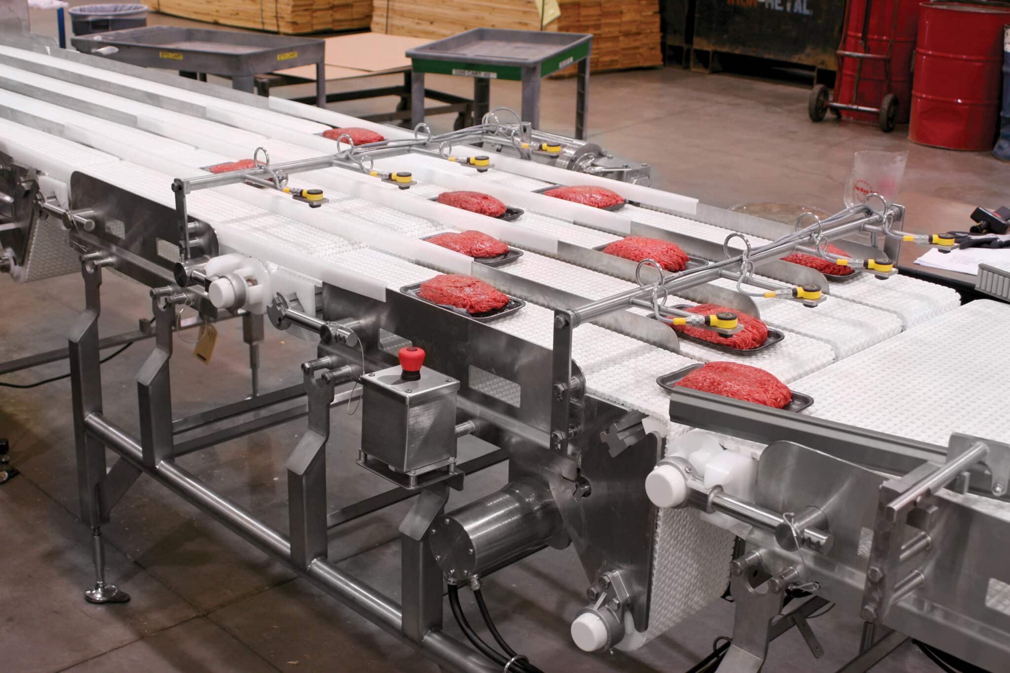 raw meat handling conveyor